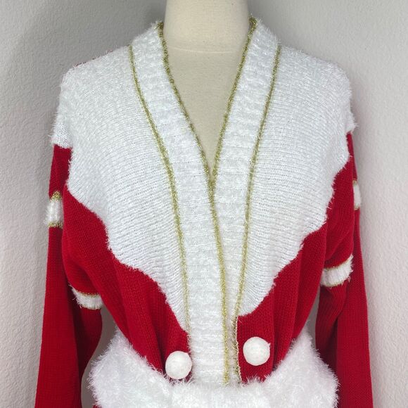 Holiday Time Womens Mrs. Santa Cardigan Top Sweater XL (16-18) Christmas Costume - Picture 2 of 14